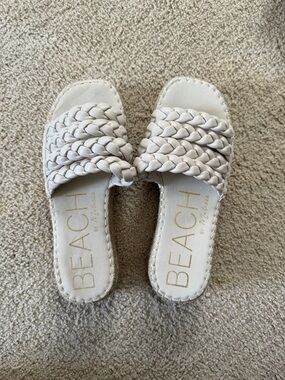 by Matisse White Braided Slide Sandals